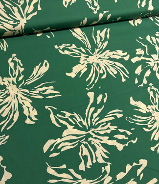 green subtle floral print - cotton poplin