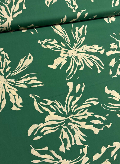 groen subtiele bloemenprint - popeline katoen