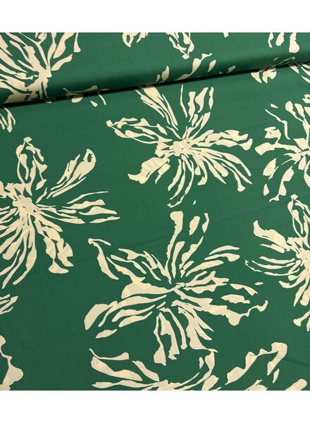 groen subtiele bloemenprint - popeline katoen