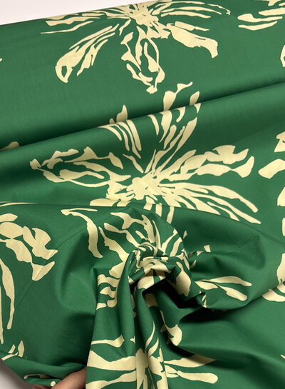 green subtle floral print - cotton poplin
