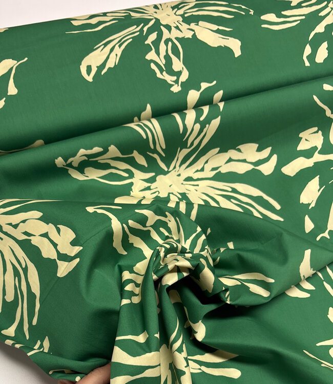 groen subtiele bloemenprint - popeline katoen
