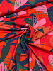 green leaves on red - cotton poplin