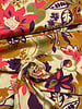 pink flowers on beige background - cotton poplin