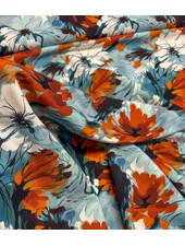 roest ijsblauwe bloemen - viscose