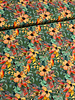 salmon-colored flowers on green - viscose