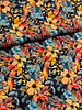 salmon-colored flowers on black - viscose