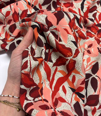 light & lush red spring print - viscose twill