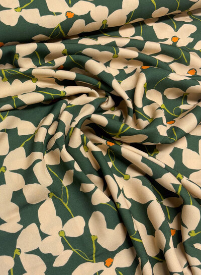 light & lush green summer print - viscose twill