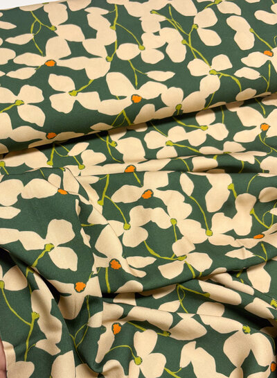 light & lush green summer print - viscose twill