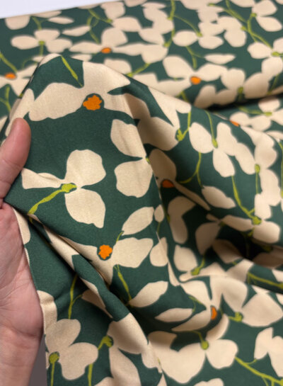 light & lush green summer print - viscose twill