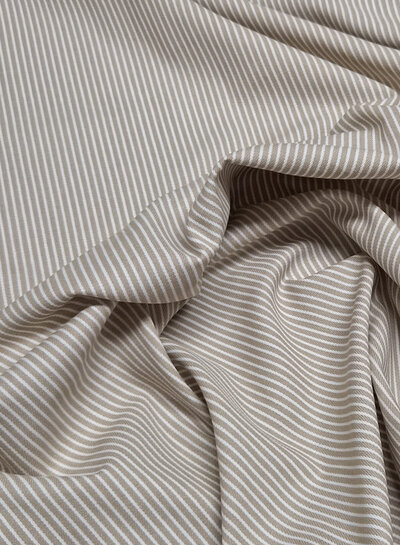 beige fine striped denim