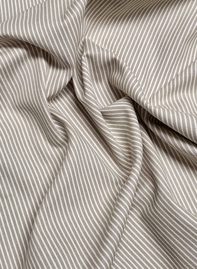 beige fine striped denim