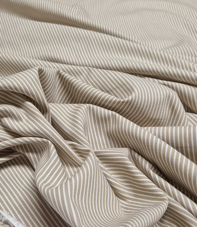 beige fijne streepjes denim