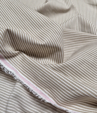 beige fine stripe denim 8oz