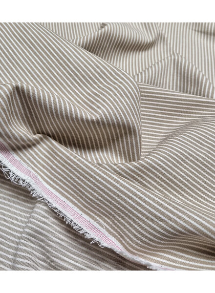 beige fijne streepjes denim 8oz