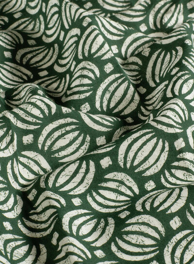 Madeline batik cotton voile - bottle green cosmos