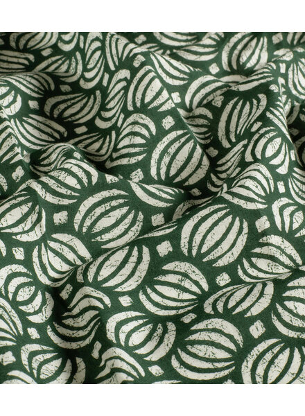 Madeline batik cotton voile - bottle green cosmos