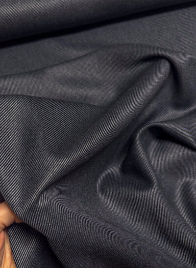 marineblauw twill stripes -  geweven bamboe - gerecycleerde, heel soepelvallende stof en geen kreuk