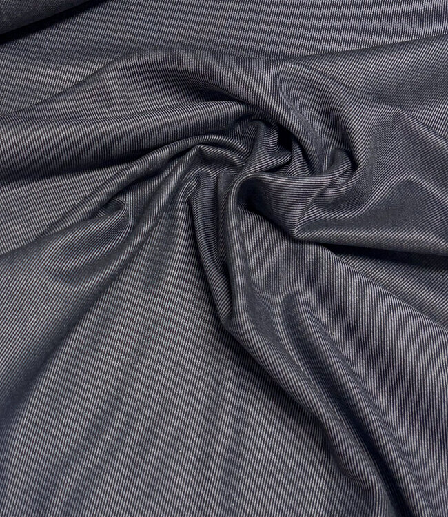 Fibremood marineblauw twill stripes -  geweven bamboe - gerecycleerde, heel soepelvallende stof en geen kreuk