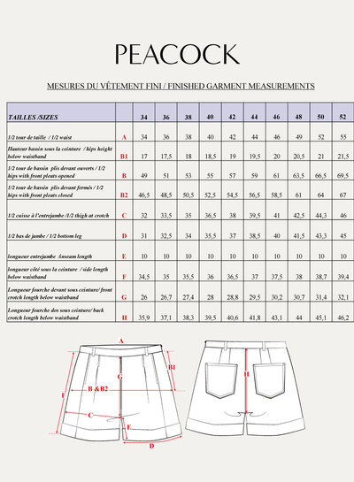 Maison Fauve Le short PEACOCK - naaipatroon - Engels en Franse instructies