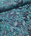 petrol bloemen met lurex - geweven jacquard