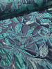 petrol bloemen met lurex - geweven jacquard