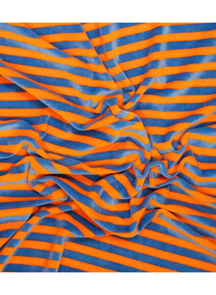 blauw/oranje strepen - nicky velours