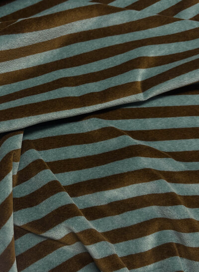 blauw/bruin strepen - nicky velours