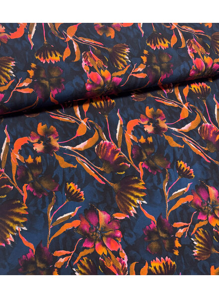 navy blue mystic flowers - soft jersey