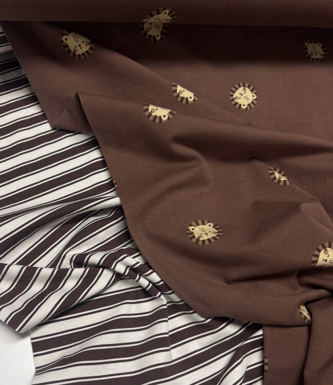 bruin dubbele streepjes - tricot
