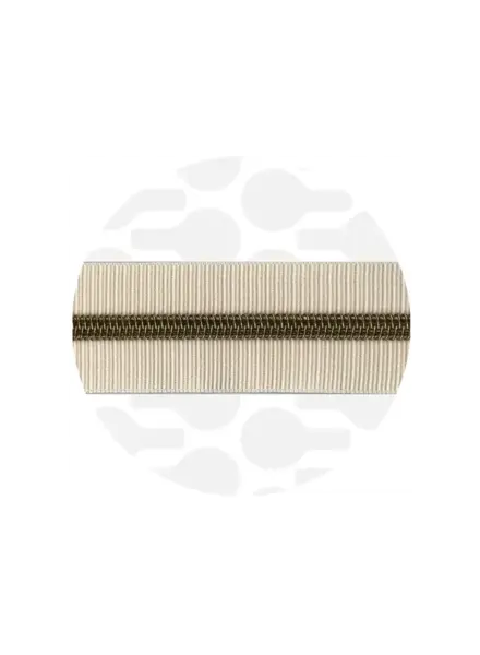 ZipperZoo Shell -white ZEBRA Zipper nr.5 With bronze Teeth stripes spiral zipper