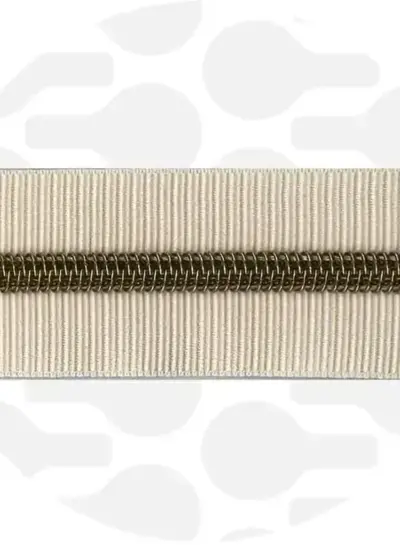 ZipperZoo Shell -white ZEBRA Zipper nr.5 With bronze Teeth stripes spiral zipper