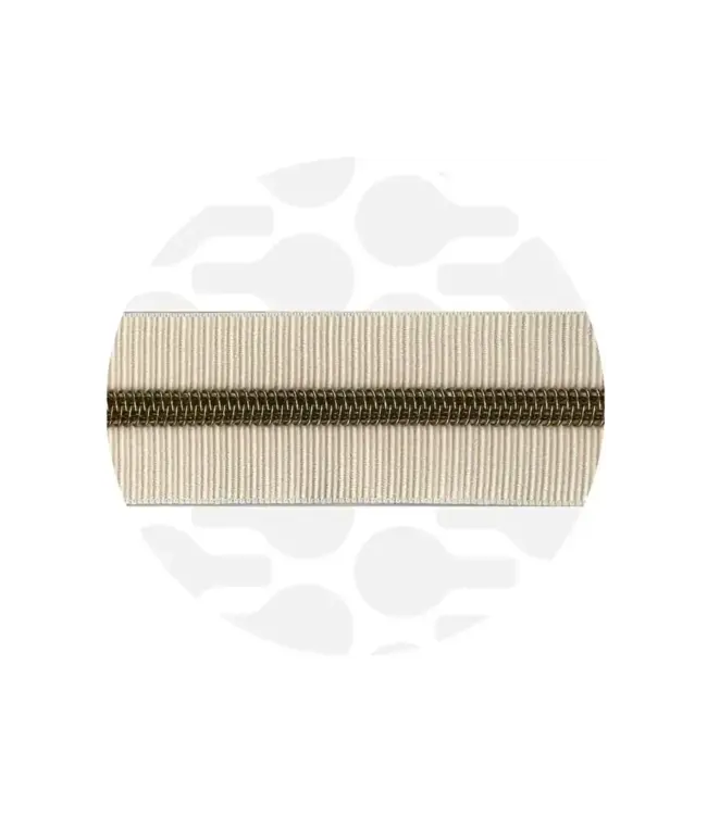 ZipperZoo Shell -white ZEBRA Zipper nr.5 With bronze Teeth stripes spiral zipper