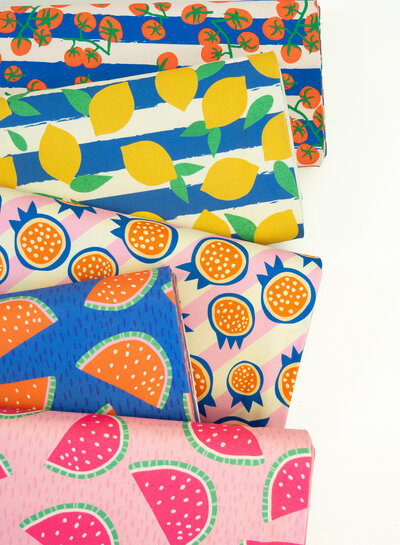 melons on pink - supple canvas