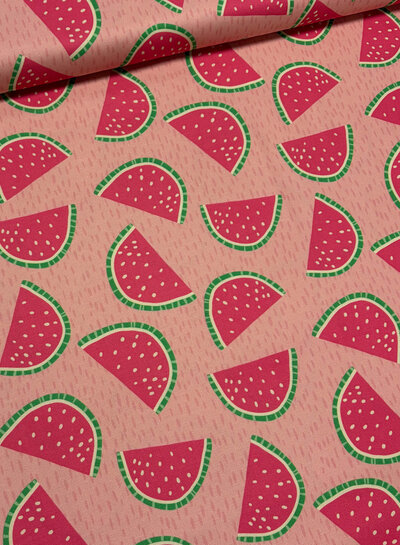 melons on pink - supple canvas
