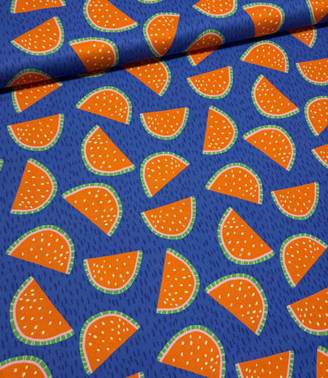 melons on blue  - soepele canvas