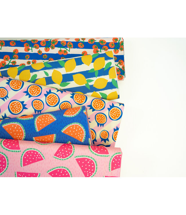 melons on blue  - soepele canvas