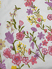 Madeline Embroidered floral border with 3D pink flower on white poplin