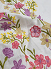 Madeline Embroidered floral border with 3D pink flower on white poplin