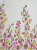 Madeline Embroidered floral border with 3D pink flower on white poplin