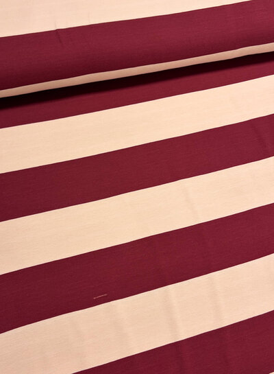 bordeaux roze brede streep - french terry