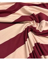 bordeaux roze brede streep - french terry