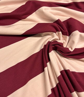 burgundy pink wide stripe - French terry