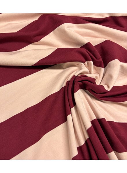 bordeaux roze brede streep - french terry
