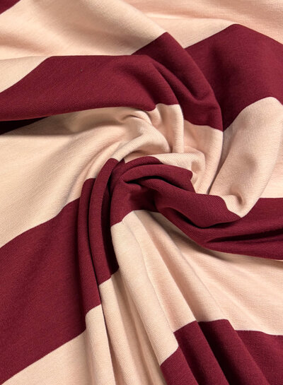 burgundy pink wide stripe - French terry