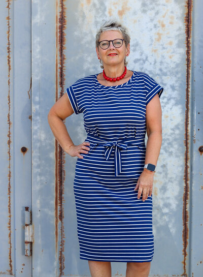 Swafing blauw summer stripe Tee - tricot