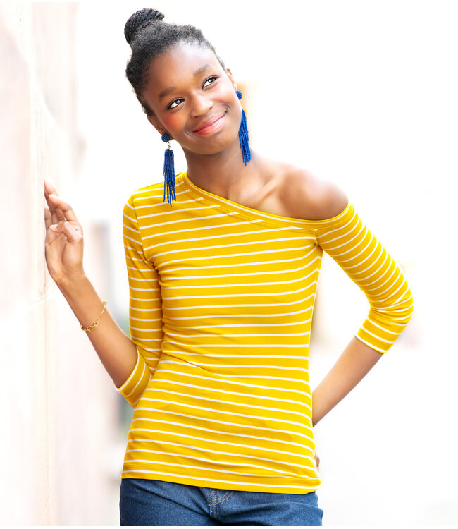 Swafing geel summer stripe Tee - tricot