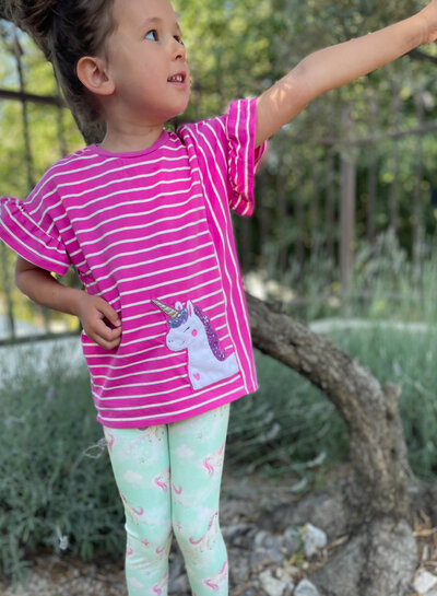 Swafing fuchsia summer stripe Tee - tricot