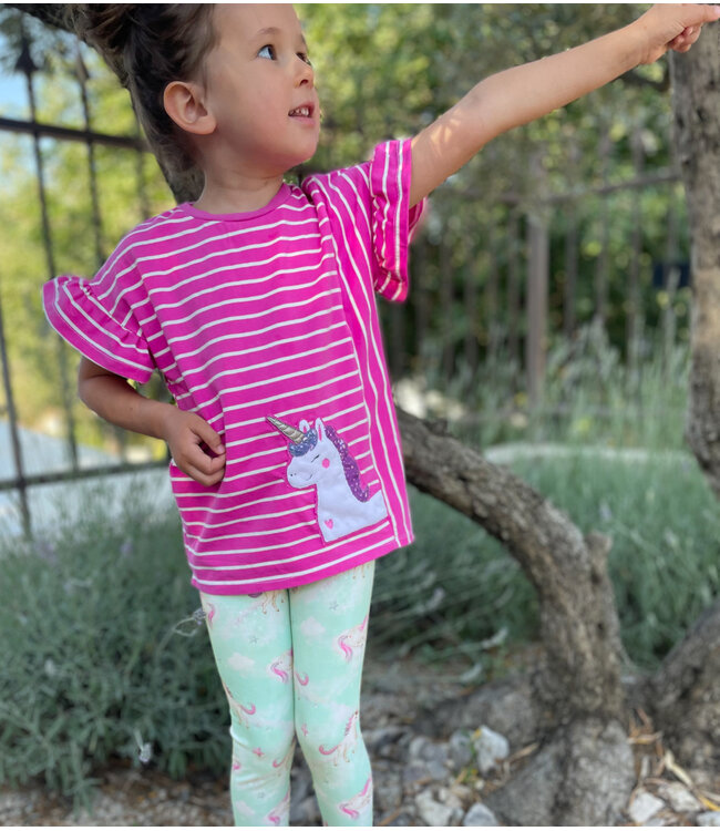 Swafing fuchsia summer stripe Tee - tricot