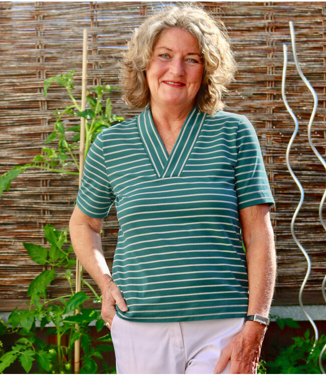 Swafing groen summer stripe Tee - tricot